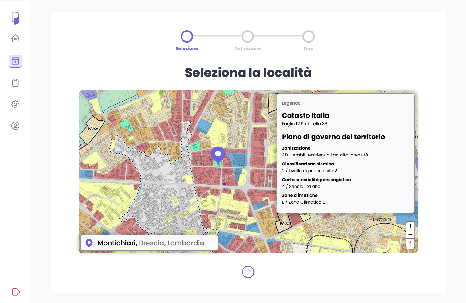 Mappa interattiva per localizzazione intervento